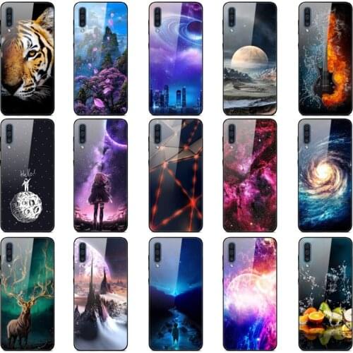 For Samsung Galaxy A50 Case Tempered Glass Back Cover Silicone Phone Case For Samsung A50 A505 A505F SM-A505F Soft Case 6.4 inch