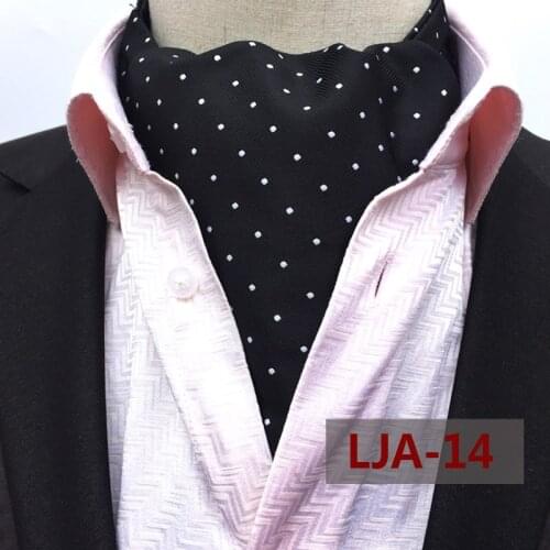 Design Tie Luxury Party Black Dot Ascot Vintage Jacquard Woven Ascots for Adult