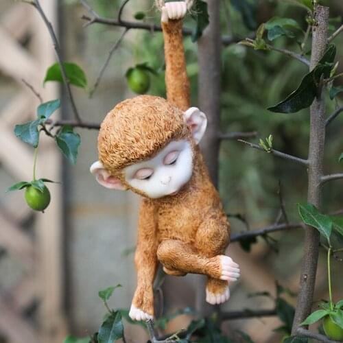 Home Garden Hanging Monkey Sculpture Wall Decor Resin Animal Statues Wall Hanging Decoration Crafts Trees Ornaments