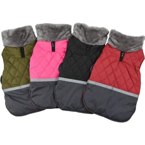 Pet Cotton Coat Autumn Winter Big Fur Collar Waterproof Dog Coat Double-Sided Wearable for Indoor Outdoor