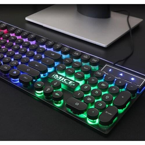 IMICE AK-800 USB Wired Mechanical Feeling Keyboard 104 Key round key caps RGB Backlit Game Keyboard for Laptop