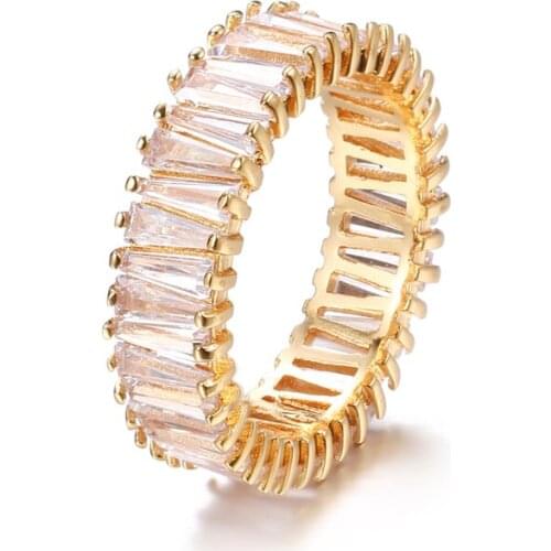 Bettyue Exquisite Taper-shape Cubic Stones Around Gold Ring For Women Elegant Simple Style Wedding Gift In Fashion Party