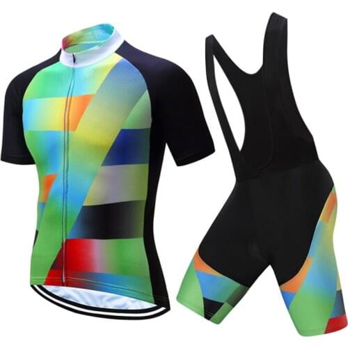 Mens cycling clothing set 2021 Short sleeve road bike wear clothes bib suit Pro team bicycle jersey kit MTB mallot sport pants