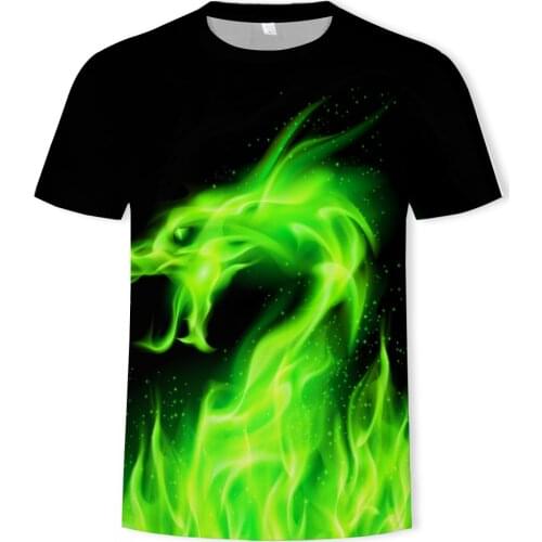 2021 summer fashion new raging fire 3D printing pattern mens trend short-sleeved casual T-shirt top