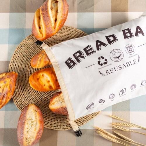 Linen Bread Bags Reusable Bread Bag French Baguette Drawstring Bag Organic Cotton Bread Bag Home Storage Supplies Hot Sale
