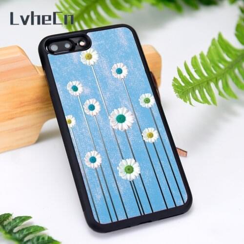 LvheCn Silicone Rubber Phone Case Cover for iPhone 6 6S 7 8 Plus X XS XR 11 12 Mini Pro Max Daisy Sky