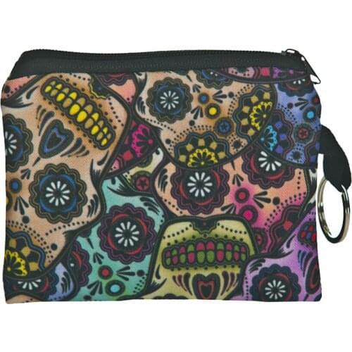 M029 European American Fashion Personality Zipper Bag 3D Digital Printing Color Skull Coin Purses Women Girl Gift Wholesale