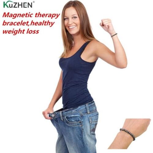 1PCS Weight Loss Natural Stone Hematite Magnetic Bracelet Black Beads Therapy Health Care Stretch Bracelet & Bangle