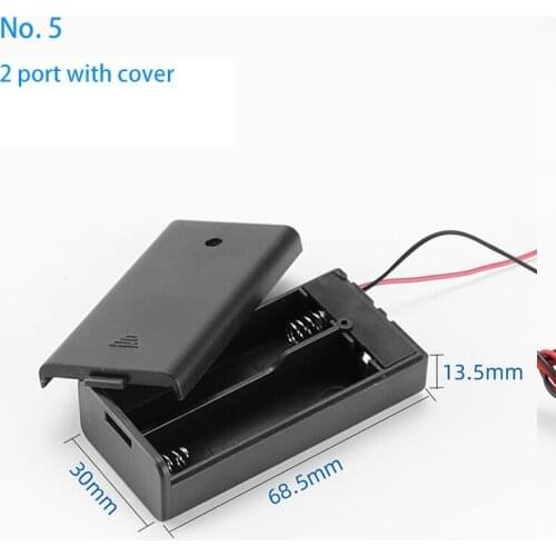 New Black Plastic NO.5 AAA5 Battery Storage Box Case 2 3 4 6 8 Slot Way DIY Batteries Clip Holder Container With Wire Lead