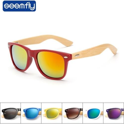 Seemfly Brand Wooden Sunglasses Men Women Square Retro Sun Glasses Flat Mirror Clear Lens Eyeglasses Frame For Male UV400
