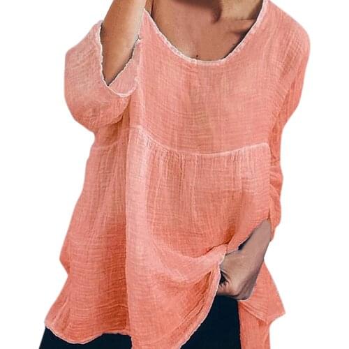 Solid Patchwork Women Top Clothes Cotton Linen Loose Trendy Ins Fashion Ladies T shirt Tops Long Sleeve Loose Fit Girl Blouses