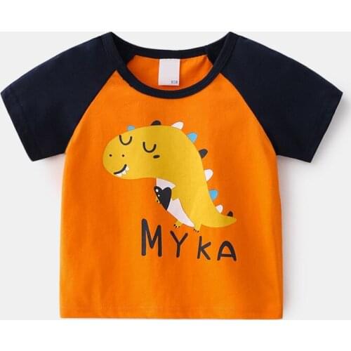 2-7T Dinosaur T Shirt For Boy Girls Toddler Kid Baby Summer Clothes Short Sleeve Cartoon Tshirt Lovely Cotton Tee Outfit