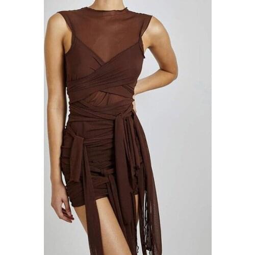 Lucyever See-Through Multilayer Cloth Bodycon Dress Women Sexy Mesh Club Mini Dress Female Bandage Sleeveless Party Dresses 2021