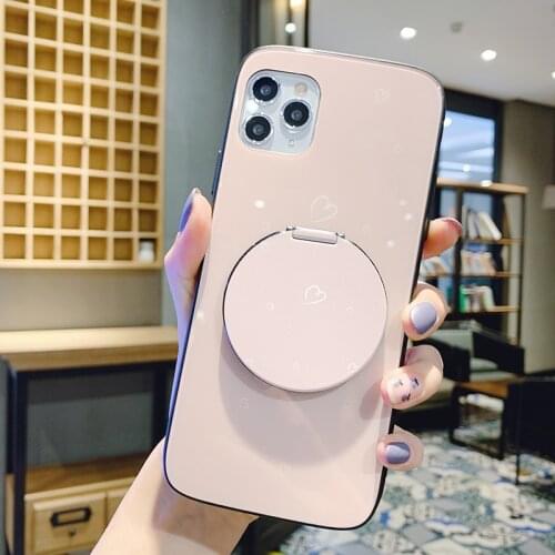 Luxury Cute Oval Heart-shaped Tempered Glass Phone Case For iPhone 12 11 Pro Max XSmax XR X SE 8 7 6 Plus Mirror Silicone Cover