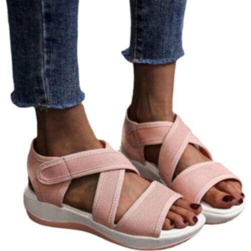 Women Sandals Breathable Comfort Shopping Ladies Walking Shoes Flat Sandal Shoes