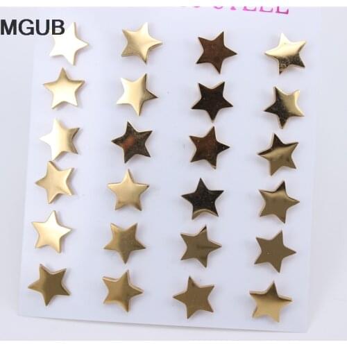 Hot Sale Stainless Steel geometric Stud earring For Women Simple Earrings Party Jewelry Gift 12 pair /Set LH738