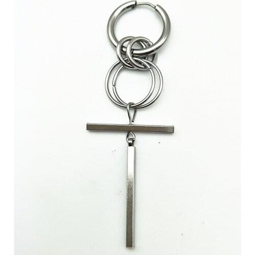 Circle Earrings DNA Korean Fashion Long Men Boys V DNA Circle Cross Dangle Stud Earring For Women Men Kpop Earings Friendship