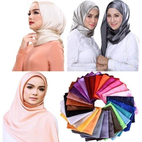 90*90cm White Black Women Square Silk Scarf Wraps Autumn Winter Sjaal Luxury Large Satin Scarves Muslim Head Scarf