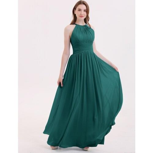 Halter Chiffon Maxi Dress of Bridesmaid