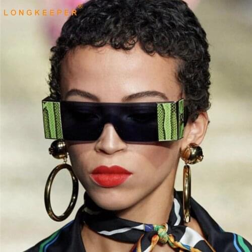 Fashion Oversized Square Rimless Sunglasses Women Brand Designer Flat Top Big Sun Glasses Men One Piece Travel Gafa de sol