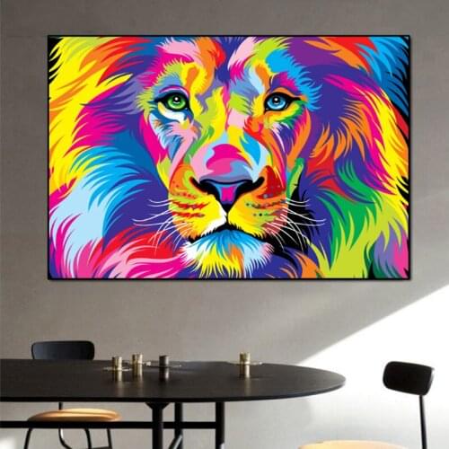 Modern Abstract Wall Art Canvas Painting Animal Posters and Prints Lion Dog Cat Painting Wall Picture for Living Room Decoration