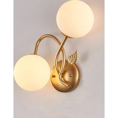 Modern LED Wall Lamp nordic bedroom bedside Lamp living room background wall glass Wall Lamp golden corridor Indoor Lighting