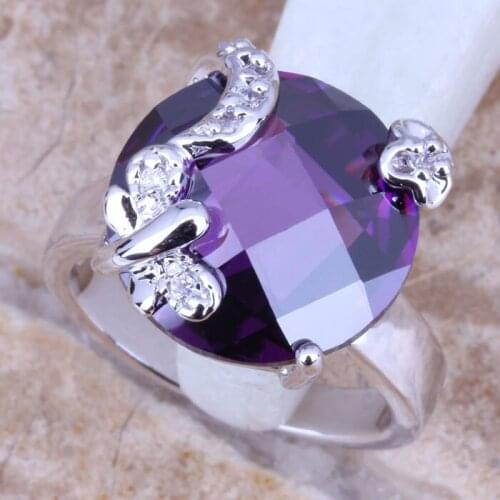 Sublime Purple Cubic Zirconia Silver Plated Butterfly Womens Jewelry Ring Size 6 / 7 / 8 / 9 R0570