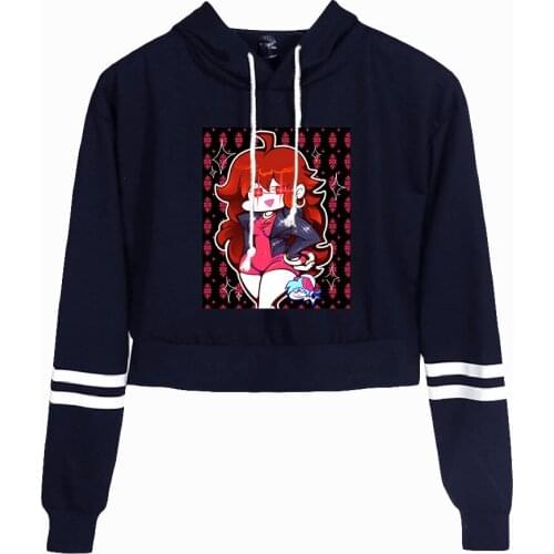Games Friday Night Funkin Cropped Hoodie Sweatshirt Long Sleeve Women Girls Pullover Casual Streetwear 2021 Hip Hop Clothes