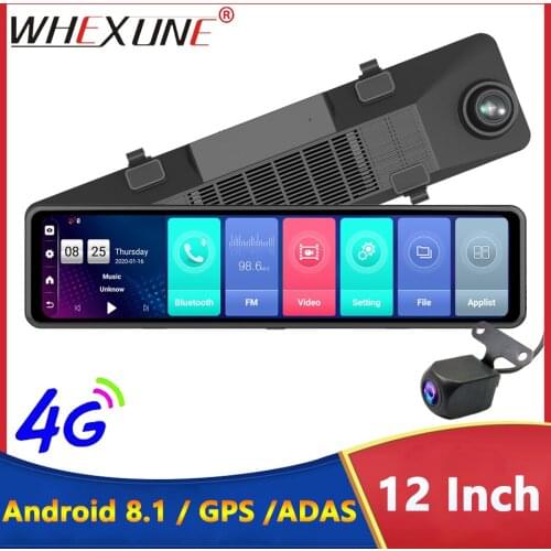 WHEXUNE NEW 12" IPS rearview mirror GPS ADAS Car Mirror DVR 2G RAM 4G Navigator Android 8.1 Camera Video Recorder 1080P Dash Cam