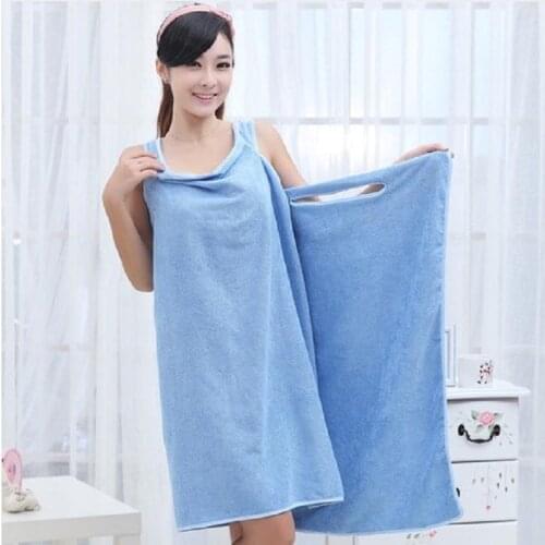 Magic wearable towel soft skin-friendly bathrobe big bow bath skirt bath towels for adults Microfiber Fabric Solid