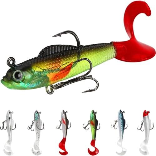 X-Fin 8cm 9g Simulation Tail Lead Fish Lure Freshwater Fishing Artificial Bait Soft Bait Long Shot Curly