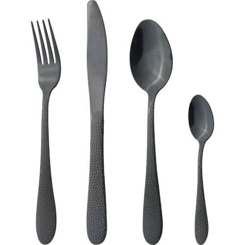 Western 4Pcs Black Cutlery Set Mirror Stainless Steel Dinnerware Knife Fork Coffee Spoons Tableware Kitchen Party Silverware Set