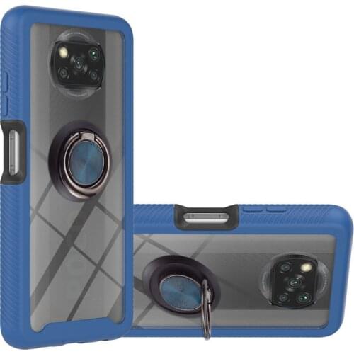 Zeallion For Xiaomi Poco X3 NFC Poco X3 Mi 10T Pro 10T Lite 5G Full Protectio Rubber Bumper PC TPU Phone Cover Ring Holder