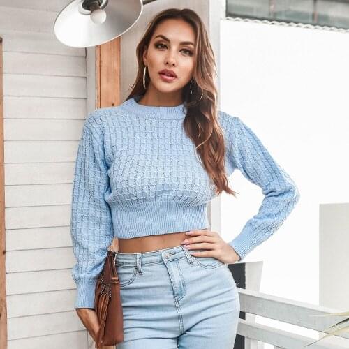 Za Women Autumn Winter Sweater 2021 Full Sleeve Solid Knitted Fashion Casual Winter Female Knitwear Crop Top Femme Pullovers