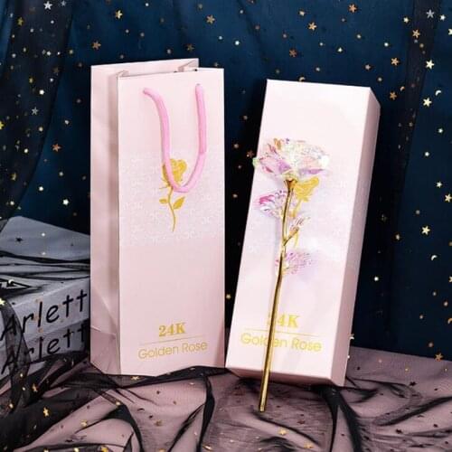 1PCS Simulation Eternity 24K Gold Foil Rose Flower Rainbow ValentineS Day Romantic Flower Wedding Gift Beautiful LED Luminous