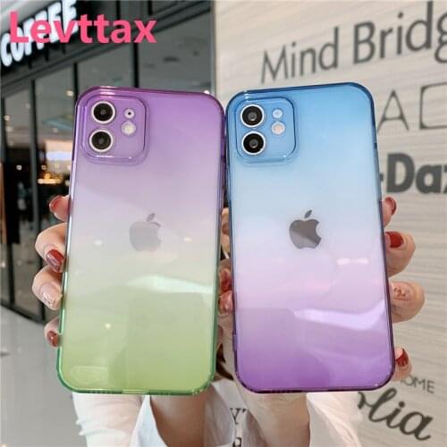 1PCS Clear Case For Iphone 12 Mini Mode Gradient Color Transparent Soft Tpu For Iphone 11 Pro X Xr Xs Max 7 8 Plus Se2 Telephone