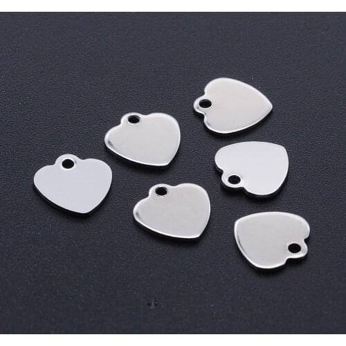 10pcs/lot 100% Stainless Steel Heart Blank Charms Wholesale Bracelets Pendants Jewelry Making Charms Top Quality