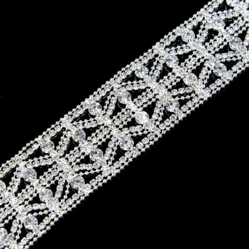 10Yards Wedding Rhinestones Applique Rhinestones Trim Golden Silver Rose Gold Bridal Patches DIY Trimming