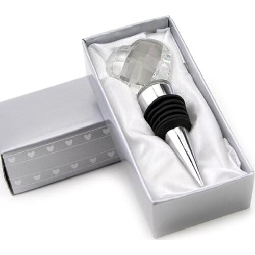 100pcs Wedding Favors Crystal Heart Alloy Wine Bottle Stopper Back Gifts for Guests Party Favor Free shipping WA2098