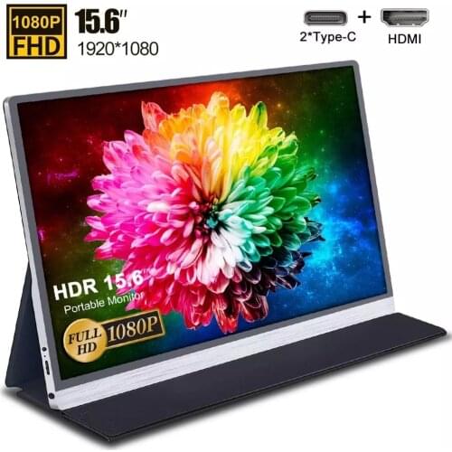 1080P 15.6" Touch Screen Portable Monitor IPS Screen USB Type C HDMI-compatible Display For PS4 Switch XBOX With Smart Case
