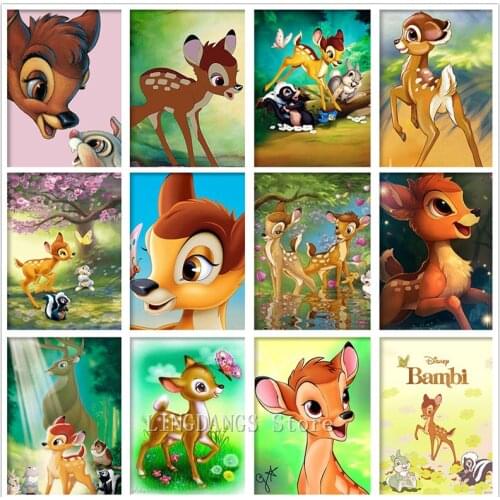 5D DIY Full Drill Diamond Painting Disney Bambi Cartoon Fawn Animal Diamond Mosaic Embroidery Cross Stitch Kits Home Decor Gift