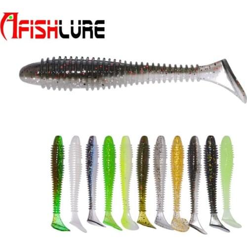 AR69 Small Plastic Fish Lure with Paddle Tail 4cm 0.6g 20pcs a Bag T Tail Fishing Bait Mini Screw T Tail Soft Fishing Lure