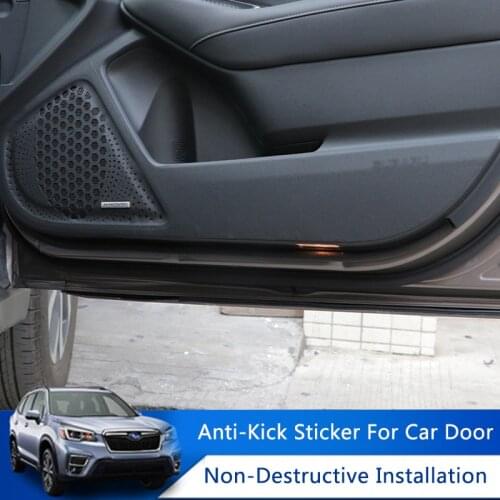 QHCP Car Anti Kick Pad Leather Door Anti-kick Sticker Lychee Grain Carbon Fiber Style For Subaru Outback 2021 Interior Accessory