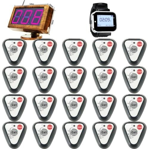 JINGLE BELLS wireless calling system 20 calling buttons+ 1 watch pager+ 1 main host restaurant pagers queueing & paging system