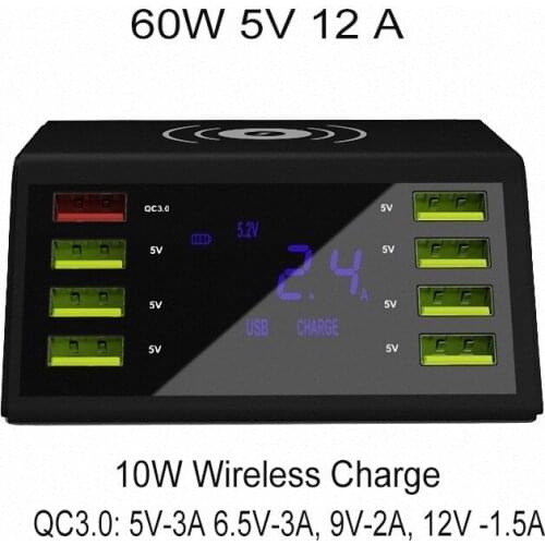 9-in-1 Wireless Charger Qc 3.0 Quick Charge 8 Usb Ports Charging Dock Station Stand For Iphone Samsung Xiaomi Huawei Smartphone