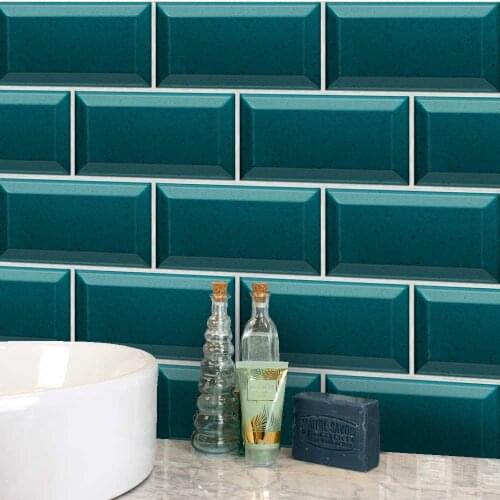 Turquoise Terrazzo Wall Stickers Retro Oil-proof Waterproof Tile Sticker For Kitchen Bathroom Ground Wall House Decoration