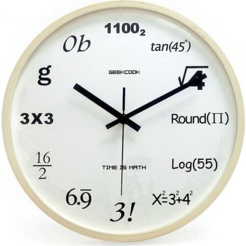 31.5cm Large Wooden Wall Clock Funny Math Time Home Decorative Watch Silent Non Ticking Mute Sweep Seconds Clock for classroom