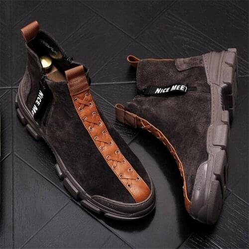 Autumn Nubuck Leather Men Casual Martin Shoes Punk Hip Hop High Tops Ankle Boots Zapatillas Hombre