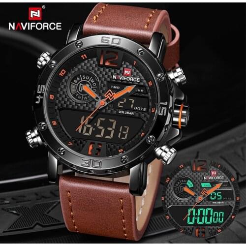 NAVIFORCE Men Watches 2020 Luxury Military Dual Display Sport Watches For Men Quartz Wristwatch Male Luminous Waterproof Clock