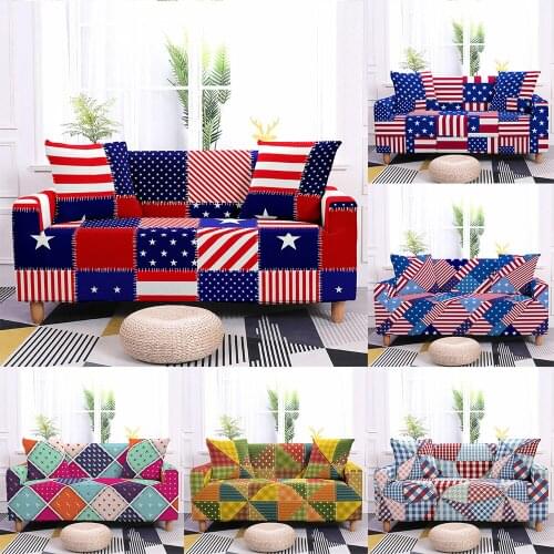 3D Flag Pattern Sofa Slipcovers for Living Room Geometric Printed Sofa Cover Protective Loveseat Sectional Corner Couch Cover